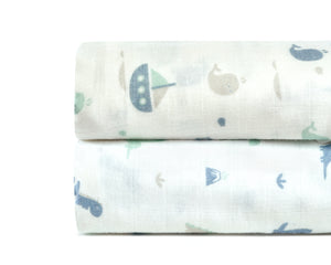 2 Pack Gift Set, Organic Cotton Muslin Swaddle Blankets for Boys and Girls, 100% Certified Organic Cotton