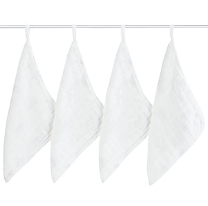 Muslin Wash Cloths, 4 Pack - 10" x 10"