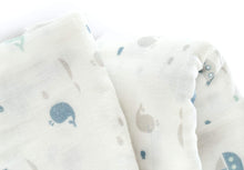 Load image into Gallery viewer, Blue Ocean Muslin Swaddle Blanket, 100% Certified Organic Cotton