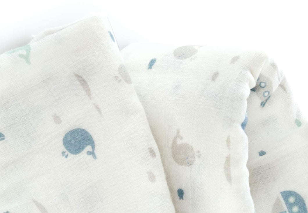 Blue Ocean Muslin Swaddle Blanket, 100% Certified Organic Cotton